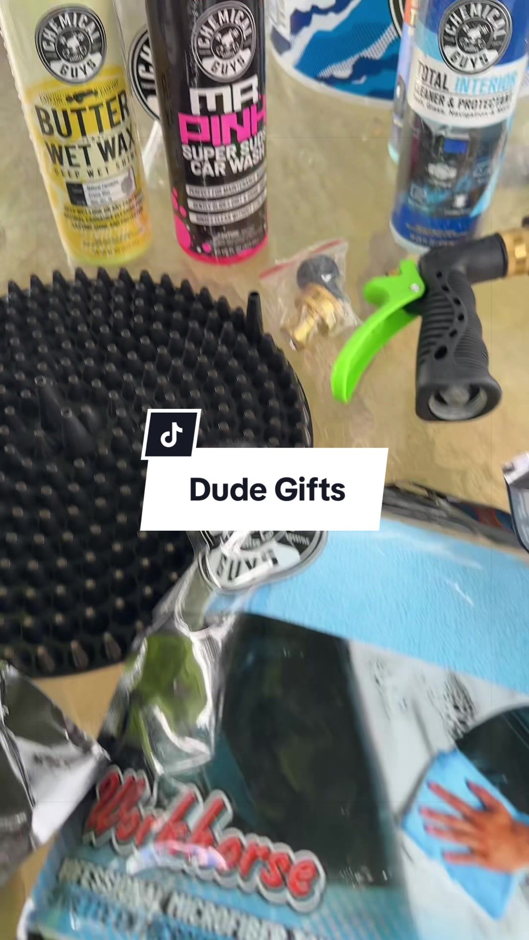 TikTok post by @aestheticaleestyles for Chemical Guys. Caption reads: [...] this huge car cleaning kit by @Chemical Guys....