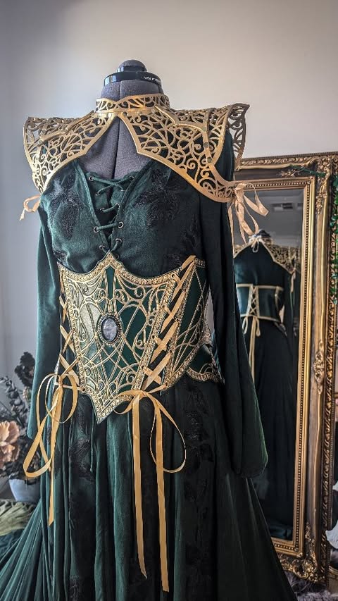 Instagram post by @thescarletthuntress for HolyClothing. Caption reads: The gemstones bring this to life 🤍 A custom....