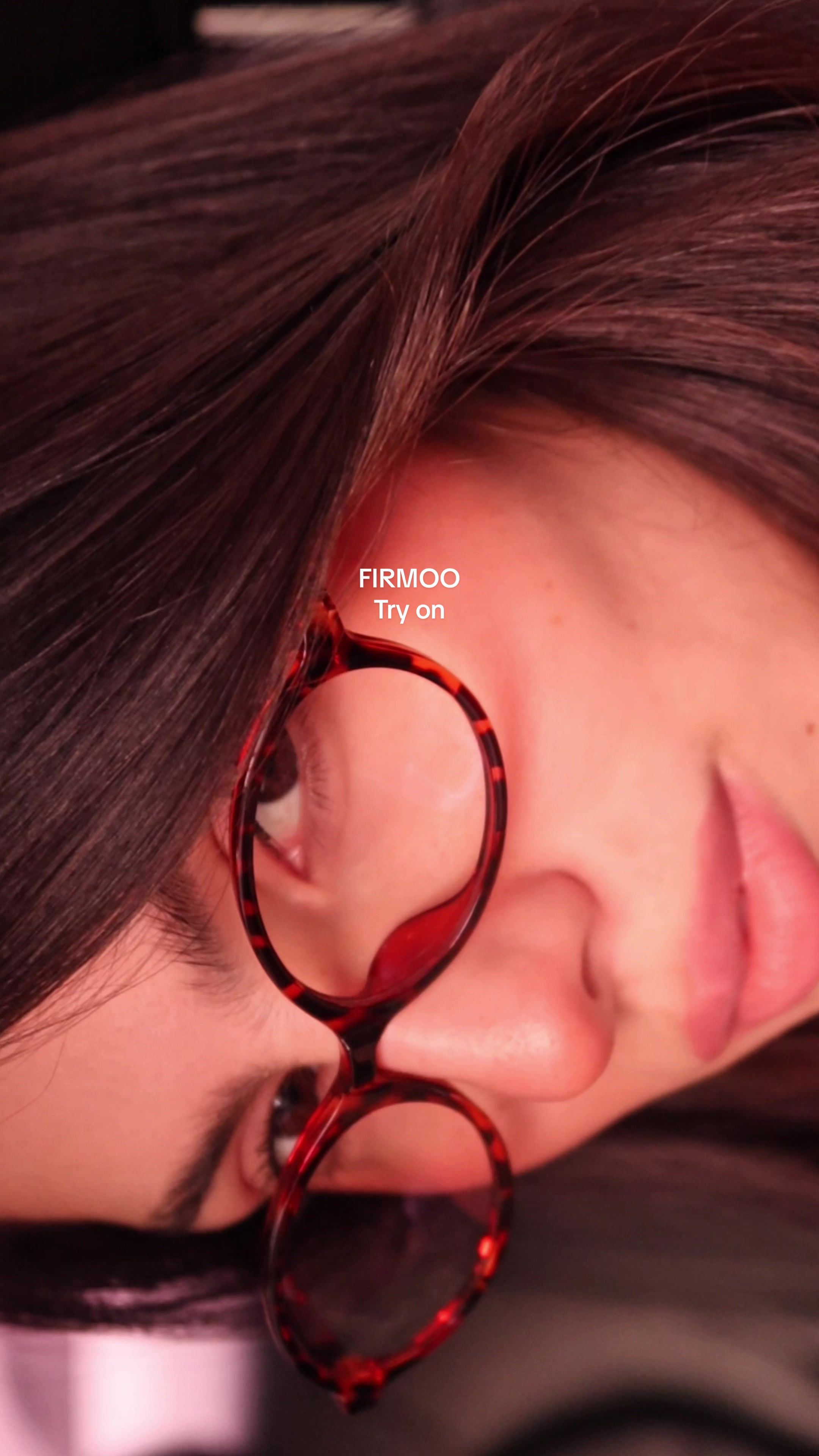 TikTok post by @micheller.j for Firmoo. Caption reads: @Firmoo Glasses  #fyp #glassesgirl #unboxingvideo....