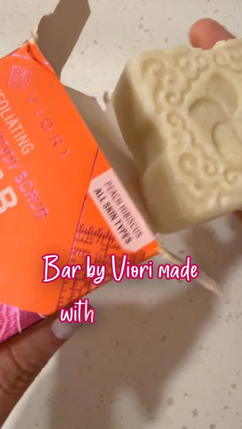 Instagram post by @bynayparra for VIORI. Caption reads: [...] with this Peach Hibiscus Sugar Scrub Bar....