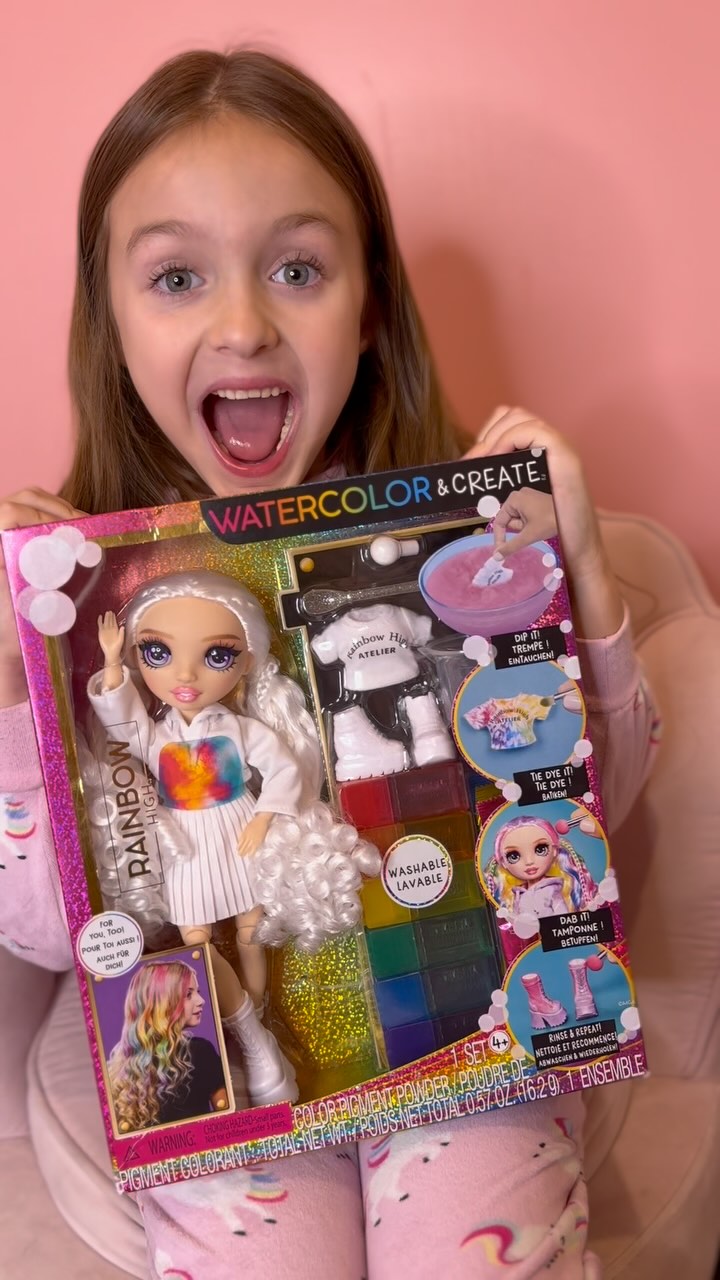 Instagram post by @littlemisszararose for The Connect Agency. Caption reads: Zara is absolutely obsessed with her Rainbow High....