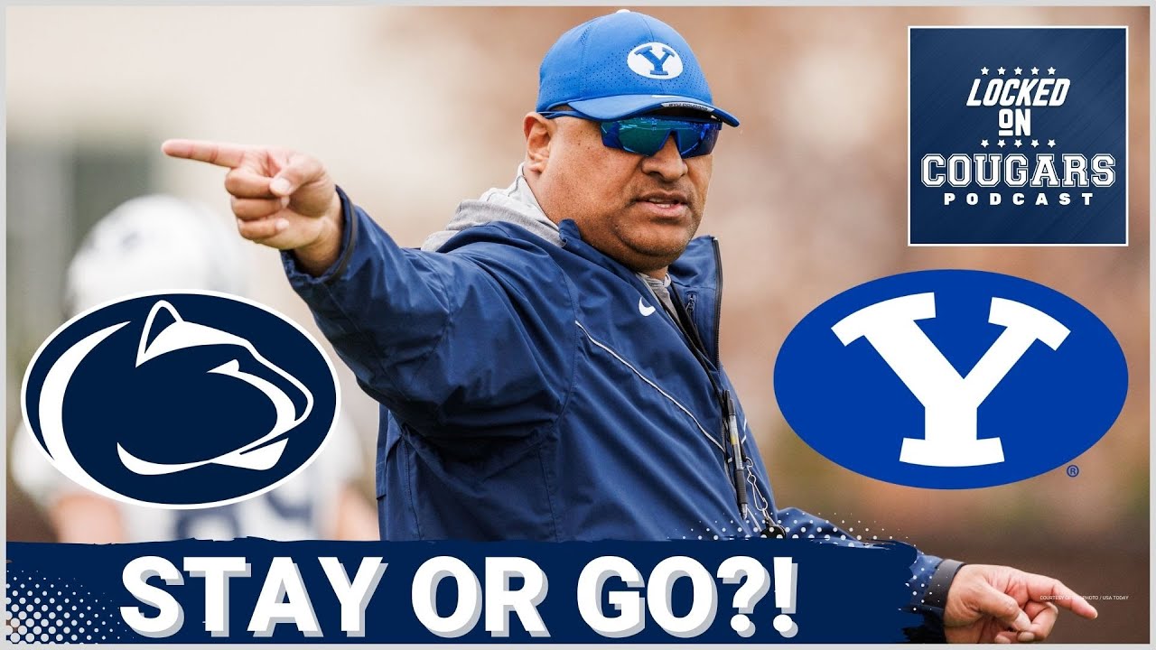YouTube post by @LockedOnCougars for Wayfair. Caption reads: BYU Athletics & Leadership Faces CRITICAL Moment....