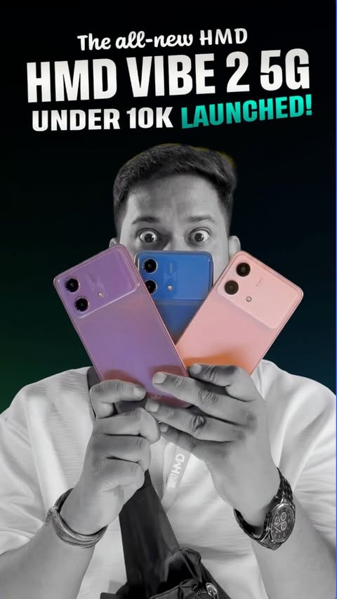 Instagram post by @microotech007 for HMD. Caption reads: The all-new HMD Vibe2 5G is here on Flipkart under....