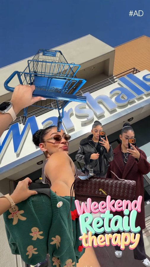 Instagram post by @jasmeannnn for Marshalls. Caption reads: Weekend shopping at @Marshalls is my love....