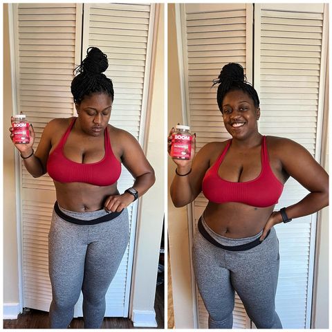 Instagram post by @teamkaylaproductions for BOOMBOD. Caption reads: #ad My body is LOVING ME for adding @boombod ACV....