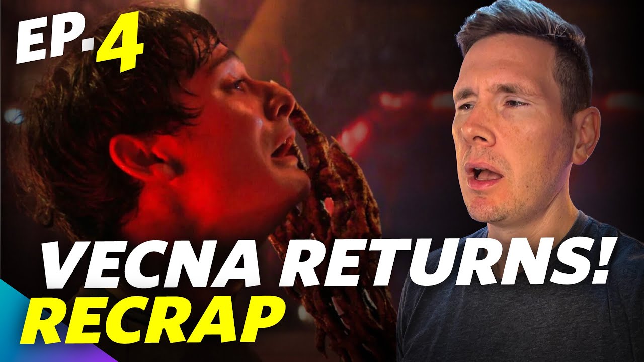 YouTube post by @AdamDoesMovies for Huel. Caption reads: Stranger Things 5 Chapter 4 Recap - Somehow Vecna....