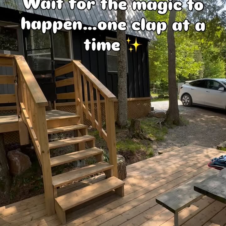 Instagram post by @amumdiaries for Destination Ontario. Caption reads: From peaceful mornings to cozy nights in the woods....