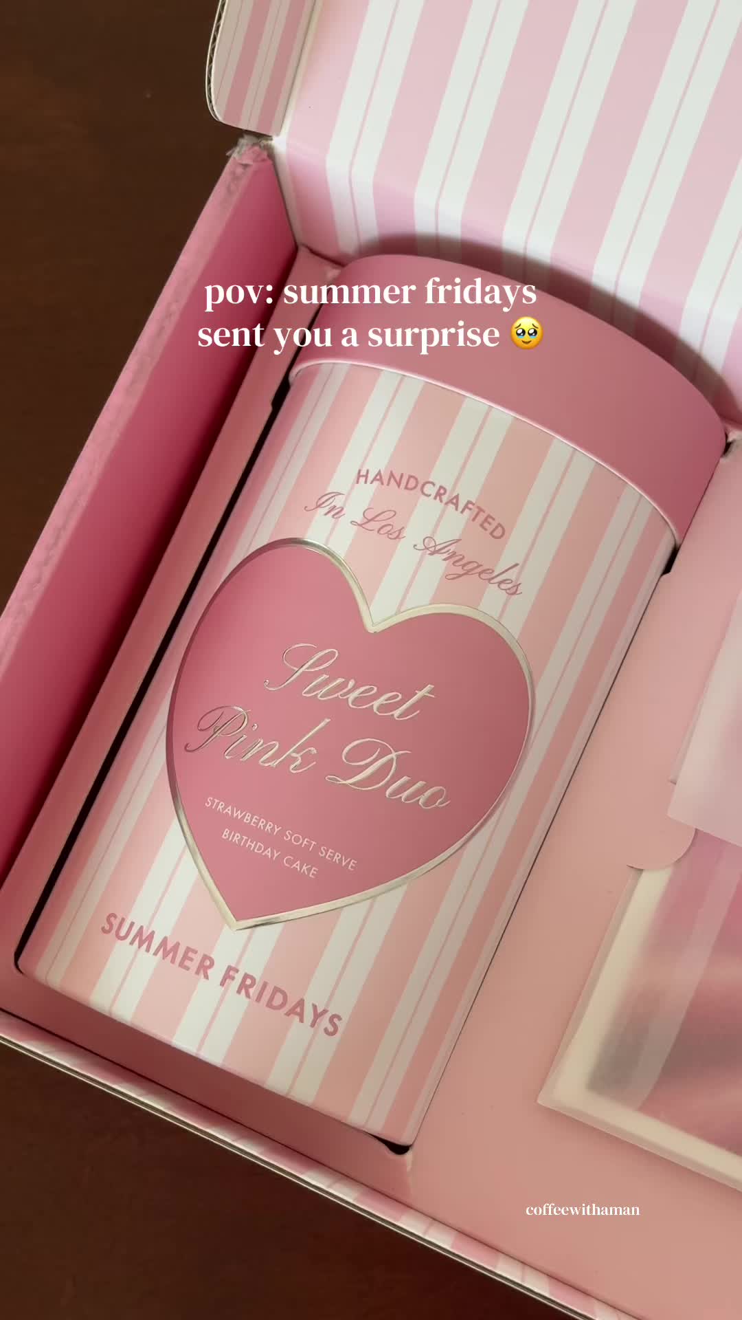 TikTok post by @coffeewithaman for Summer Fridays. Caption reads: omg does @Summer Fridays sleep??? New lip butter....