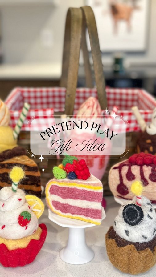 Instagram post by @practical_perfection for Tara Treasures. Caption reads: [...] These felted play food sets from....