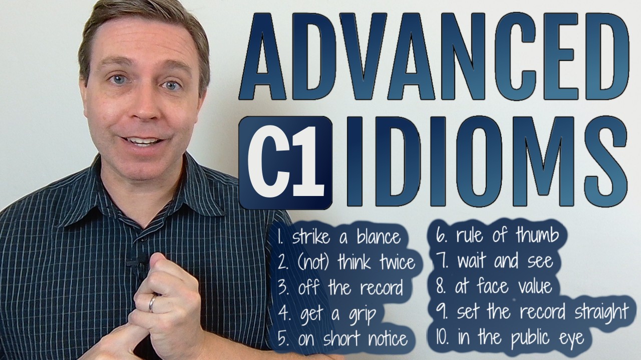 YouTube post by @InteractiveEng for Lingoda. Caption reads: Advanced (C1) Idioms to Strengthen Your Vocabulary.