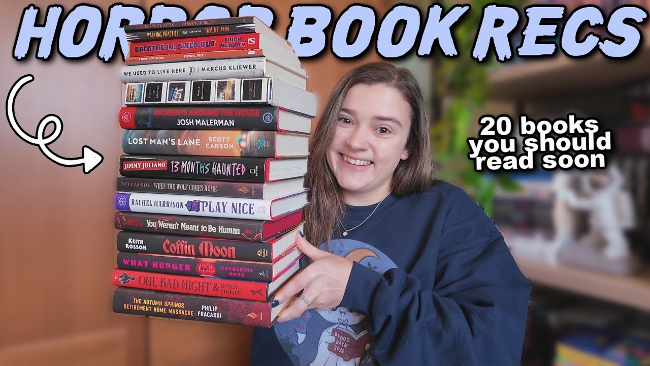 YouTube post by @gabbyreads for Aardvark Book Club. Caption reads: 20 Horror Books You Need to Read This Fall....