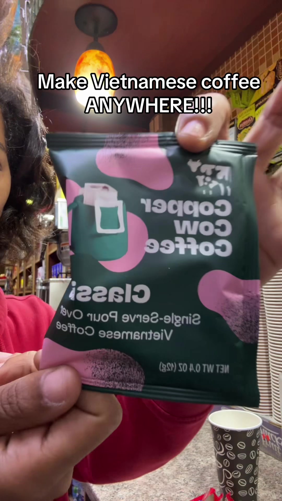 TikTok post by @goddessofpleasure for Copper Cow Coffee. Caption reads: [...] Literally just add water to the @Copper Cow....