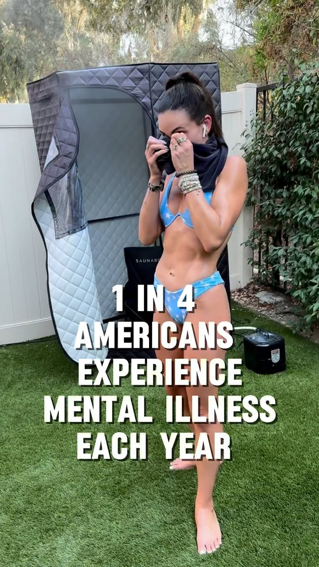 Instagram post by @lexushgordon for SAUNABOX. Caption reads: LETS OPEN UP ABOUT OUR MENTAL HEALTH🧠 According....