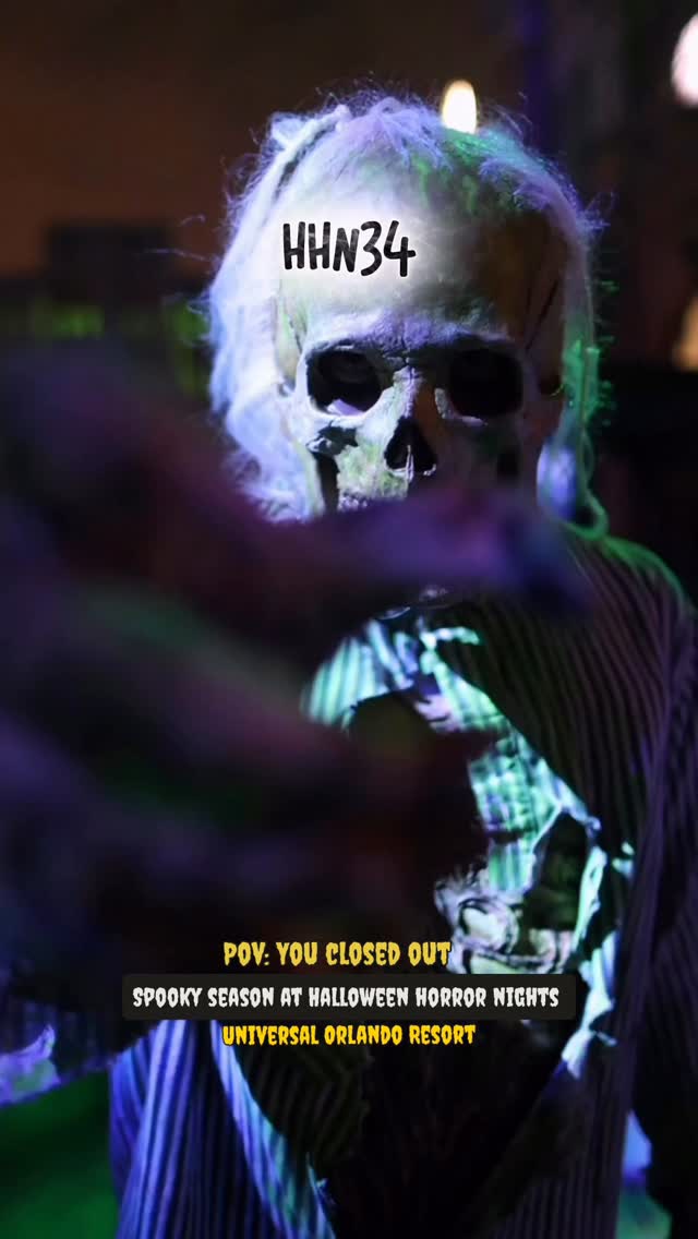 Instagram post by @lighttravelsfaster for Halloween Horror Nights. Caption reads: POV: you closed out spooky season at....