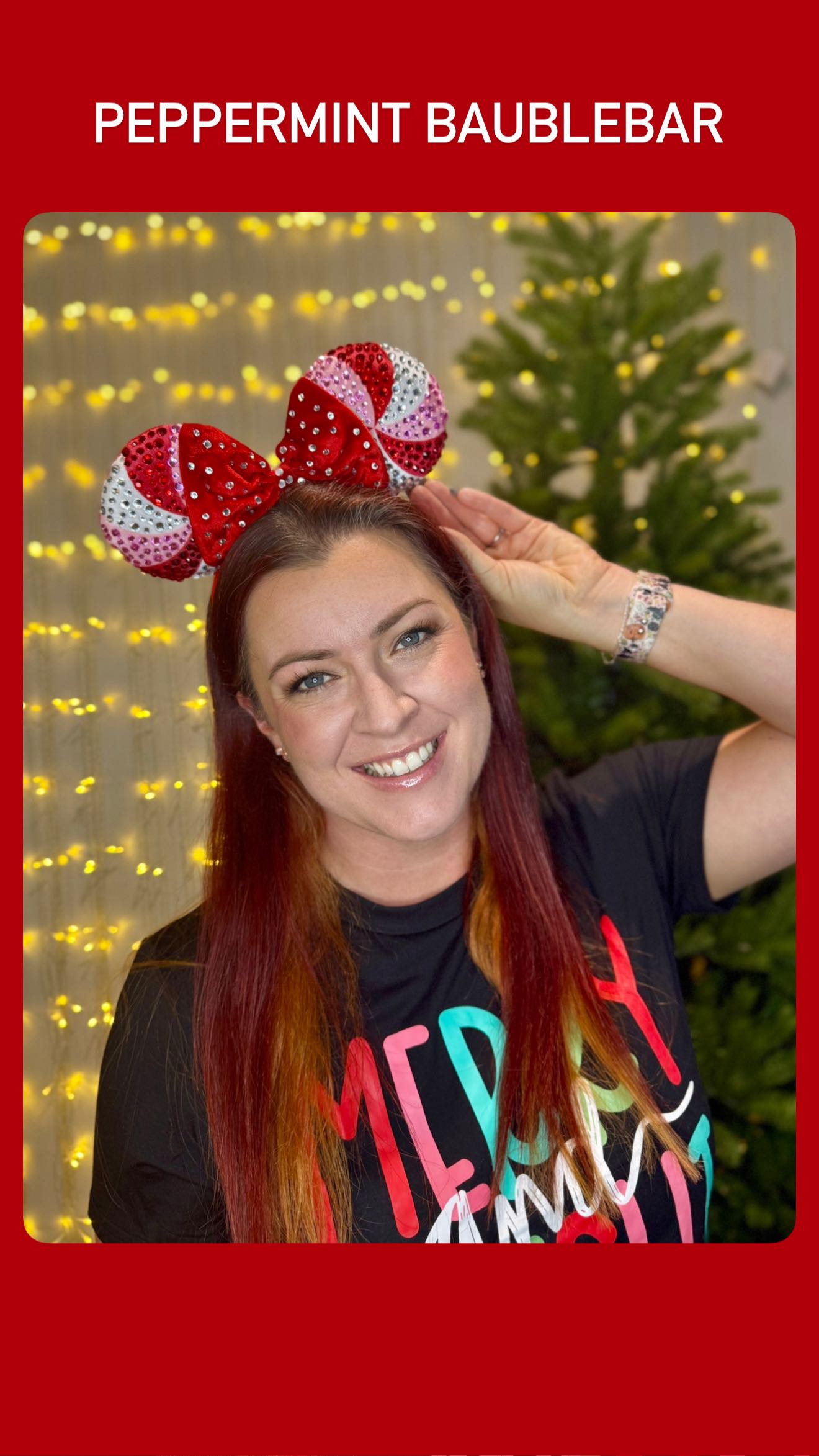 Instagram post by @magicfamilyadventures for BaubleBar. Caption reads: ❤️New Peppermint Baublebar Collection❤️

Baublebar....