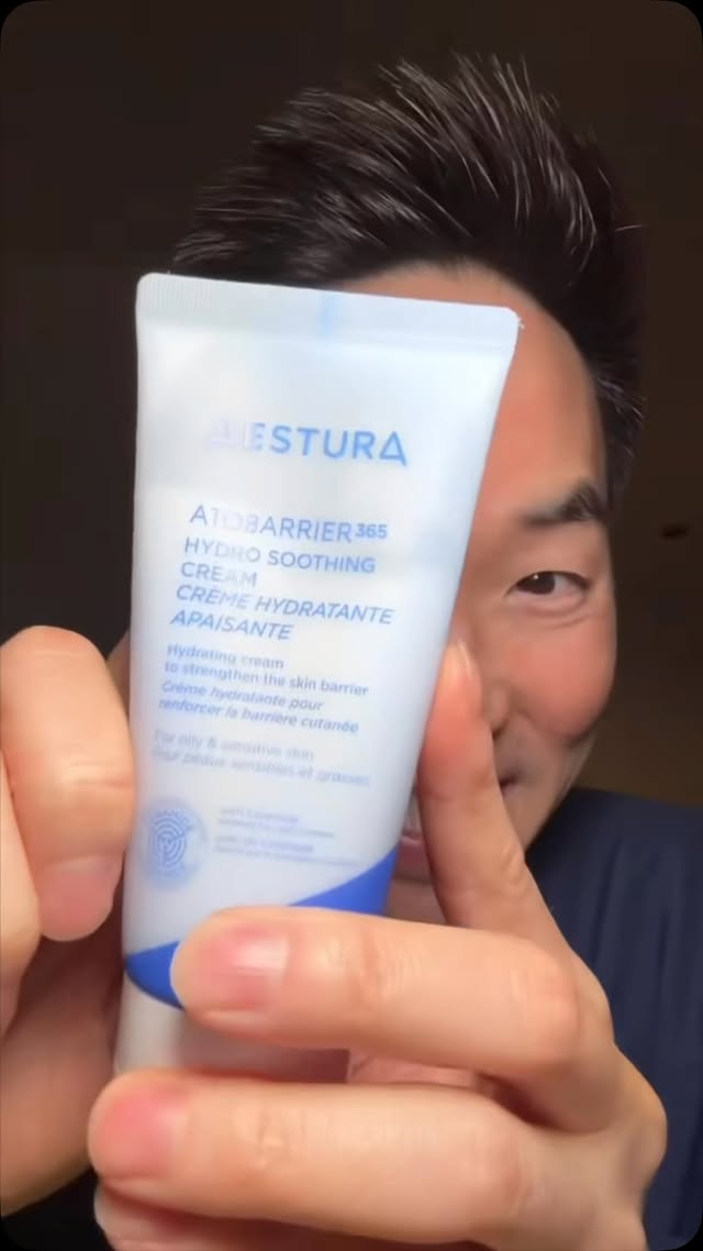 Instagram post by @dr.david.kim for Aestura. Caption reads: AD #AESTURA_ Partner AESTURA’S NEW ATOBARRIER365....