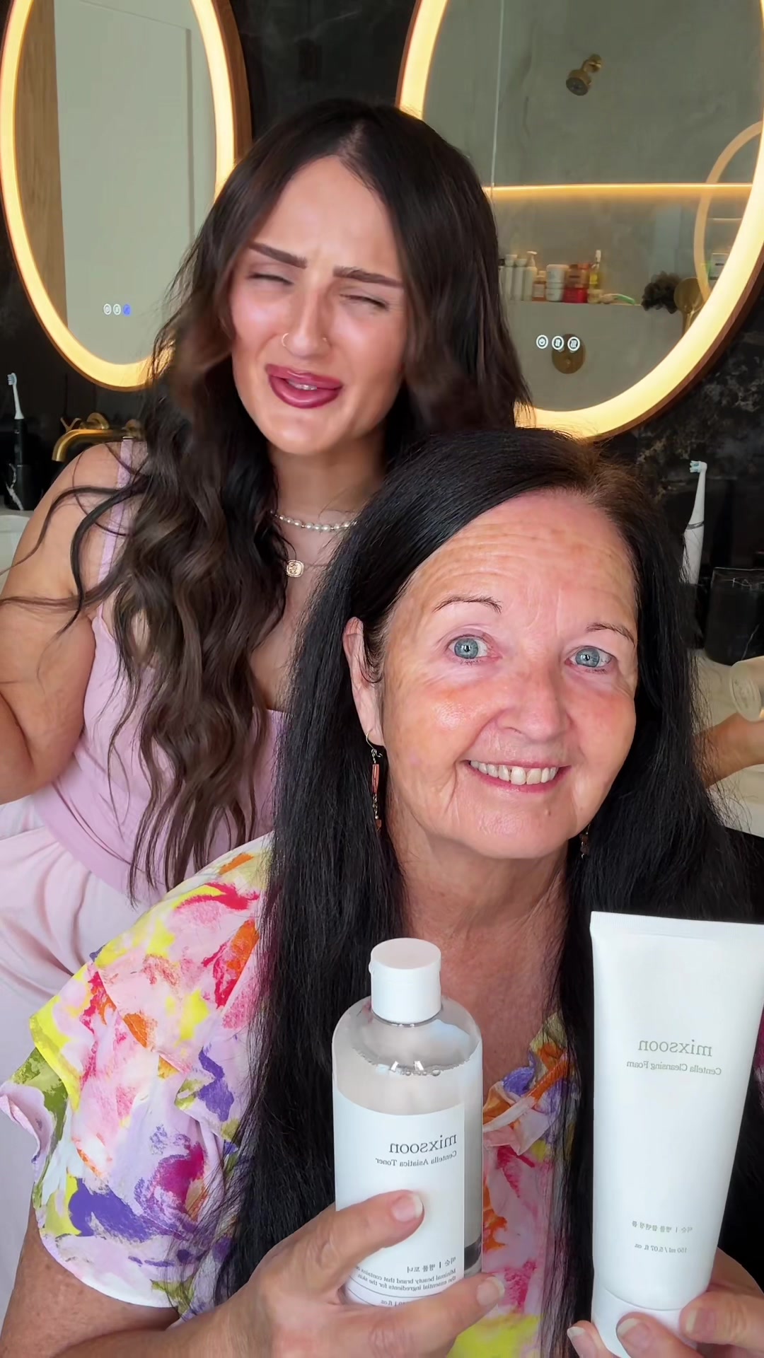 TikTok post by @mikaylanogueira for mixsoon. Caption reads: I’m hooking my mom up with a nighttime glass skin....