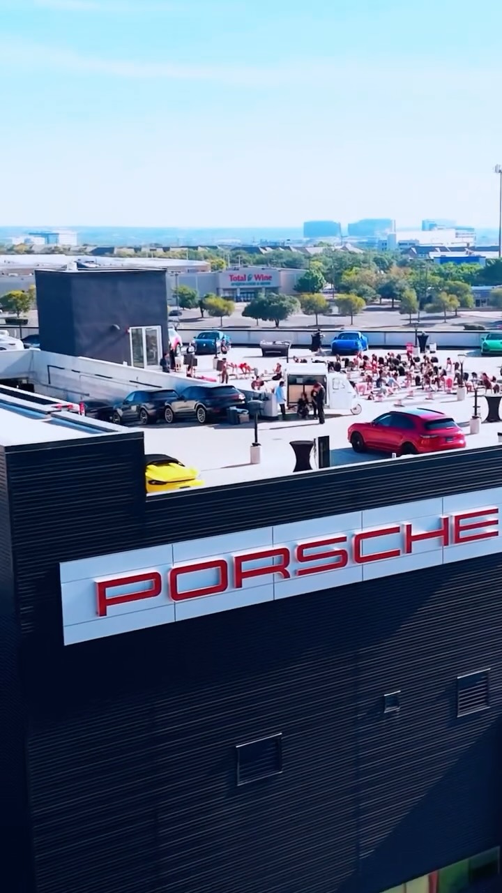 Instagram post by @porscheatx for Porsche USA. Caption reads: Porsche x Pilates Thank you Austin Texas....