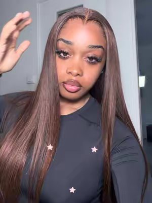 TikTok post by @veeee.x for Wowangel. Caption reads: Part 1: wig install @Wowangel Dark Brown 13X6 HD....