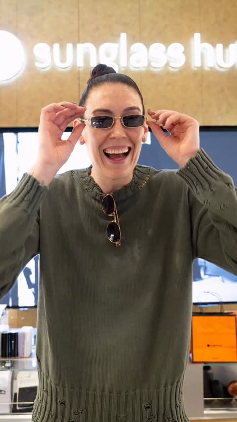 Instagram post by @breannastewart30 for Sunglass Hut. Caption reads: [...] time coming 🕶️ Proud to team up with....