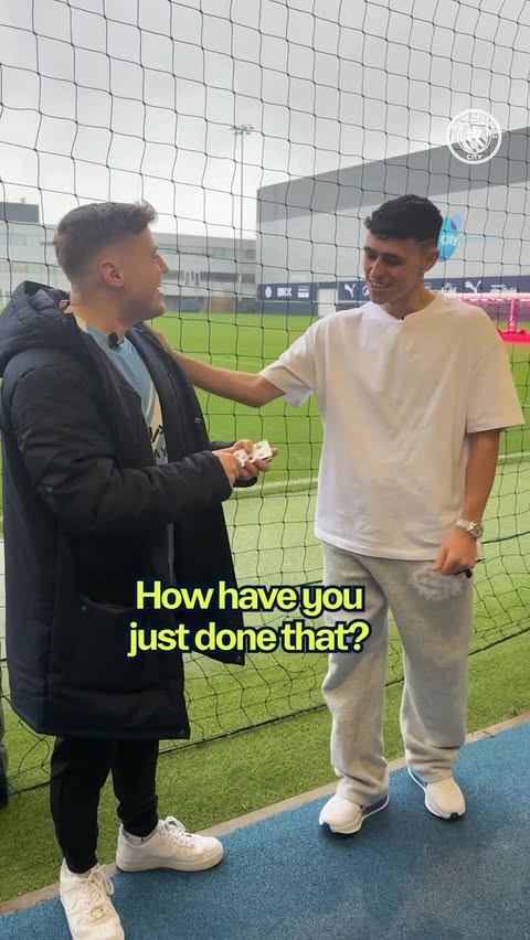 Instagram post by @harrymouldingmagic for Manchester City. Caption reads: When two magicians link up! 🪄.