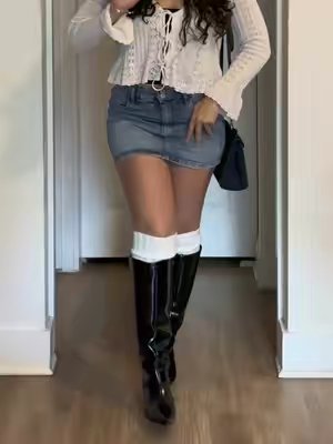 TikTok post by @mamalis for Ross Dress for Less. Caption reads: Feeling extra cutie today 🍂 Purse: @JW PEI Boots:....