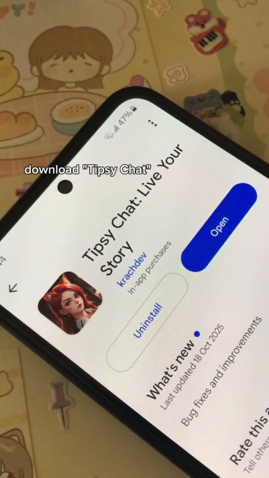 Instagram post by @daisxoco for Tipsy Chat. Caption reads: talk to your fav one with @tipsychat app!☆
new....