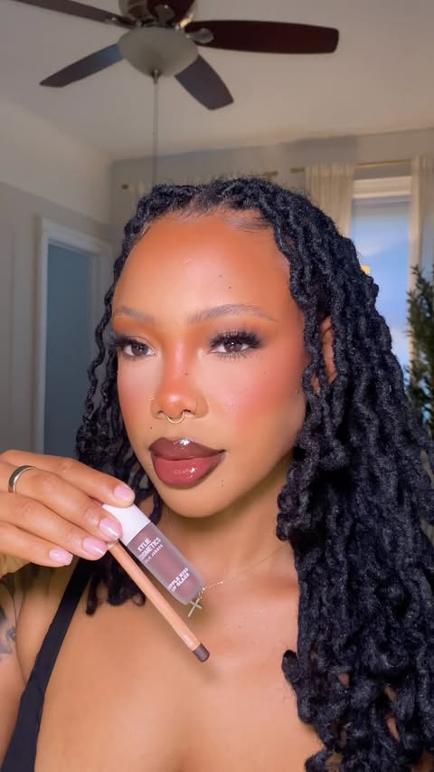 Instagram post by @brittnymessado for Kylie Cosmetics. Caption reads: [...] entry into brown lip season with....