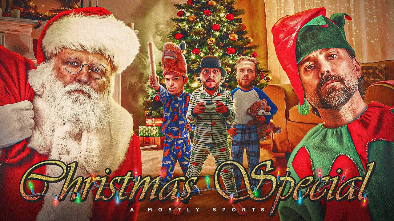 YouTube post by @MostlySportsTitusandWalker for Barstool Sports. Caption reads: The 3rd Annual Mostly Sports Christmas Spectacular....