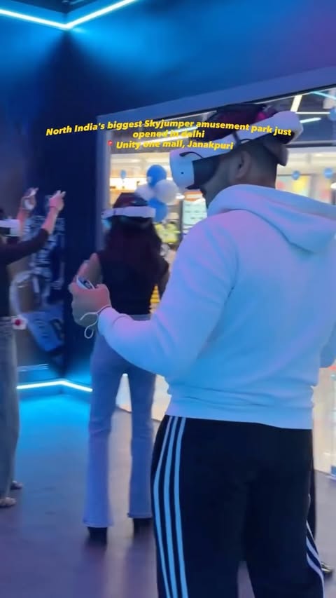 Instagram post by @laxmiyadav_127 for Skyjumper Trampoline Park. Caption reads: tag your friends 🥹 place:....