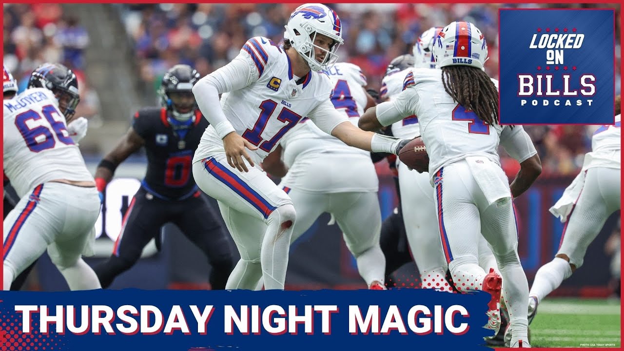 YouTube post by @LockedOnBills for FanDuel. Caption reads: BILLS SQUAD SHOW:  Offensive Line IMPLODES, Josh....
