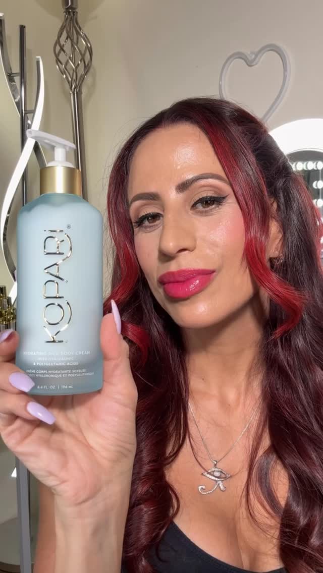 Instagram post by @makeupbysharonjoy for Kopari Beauty. Caption reads: !NEW! Hydrating Silk Body Cream
with Polyglutamic....