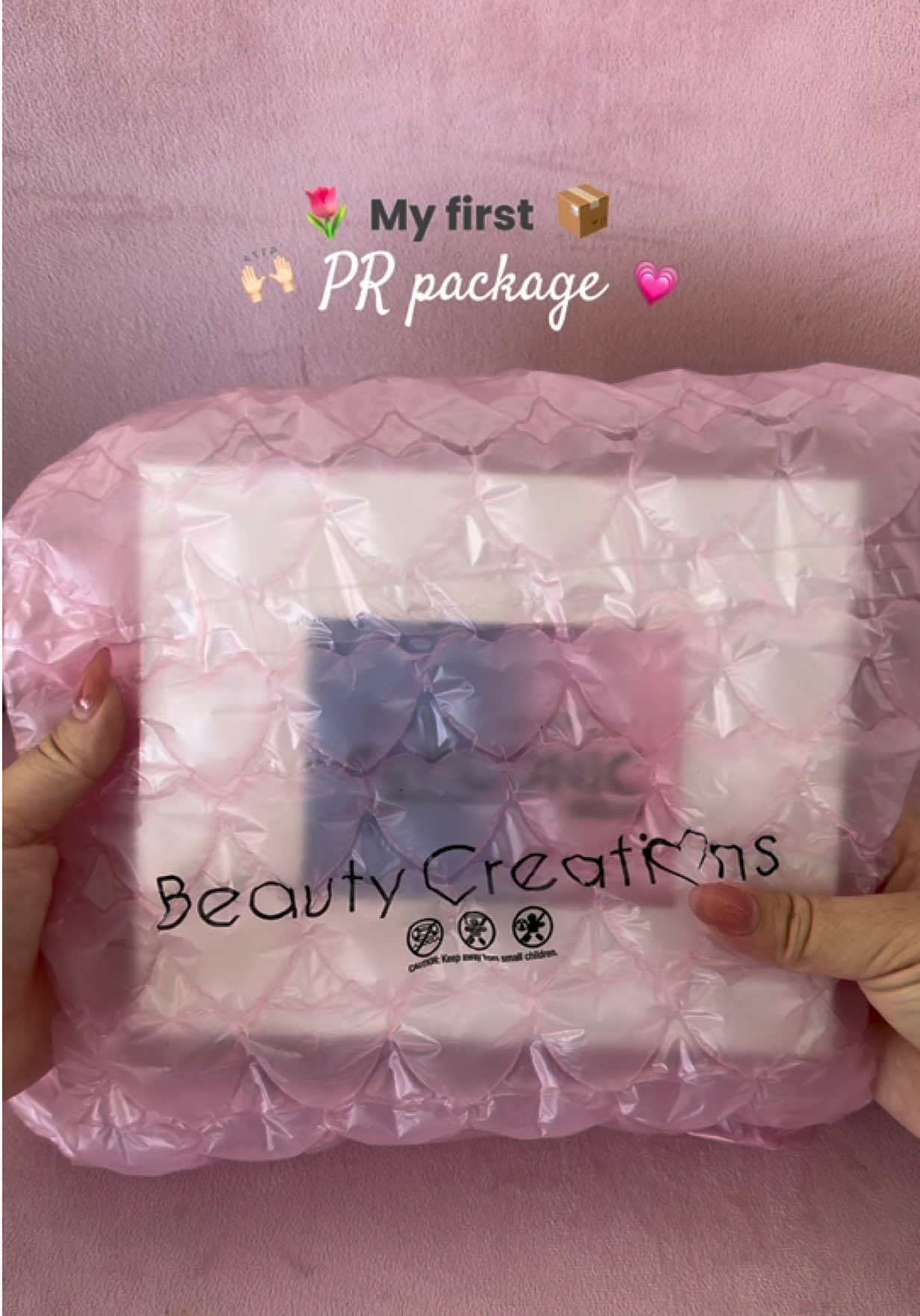 TikTok post by @claudia.florae for Beauty Creations Cosmetics. Caption reads: Mi primer PR package💗😭✨🙌🏻 Súper agradecida....