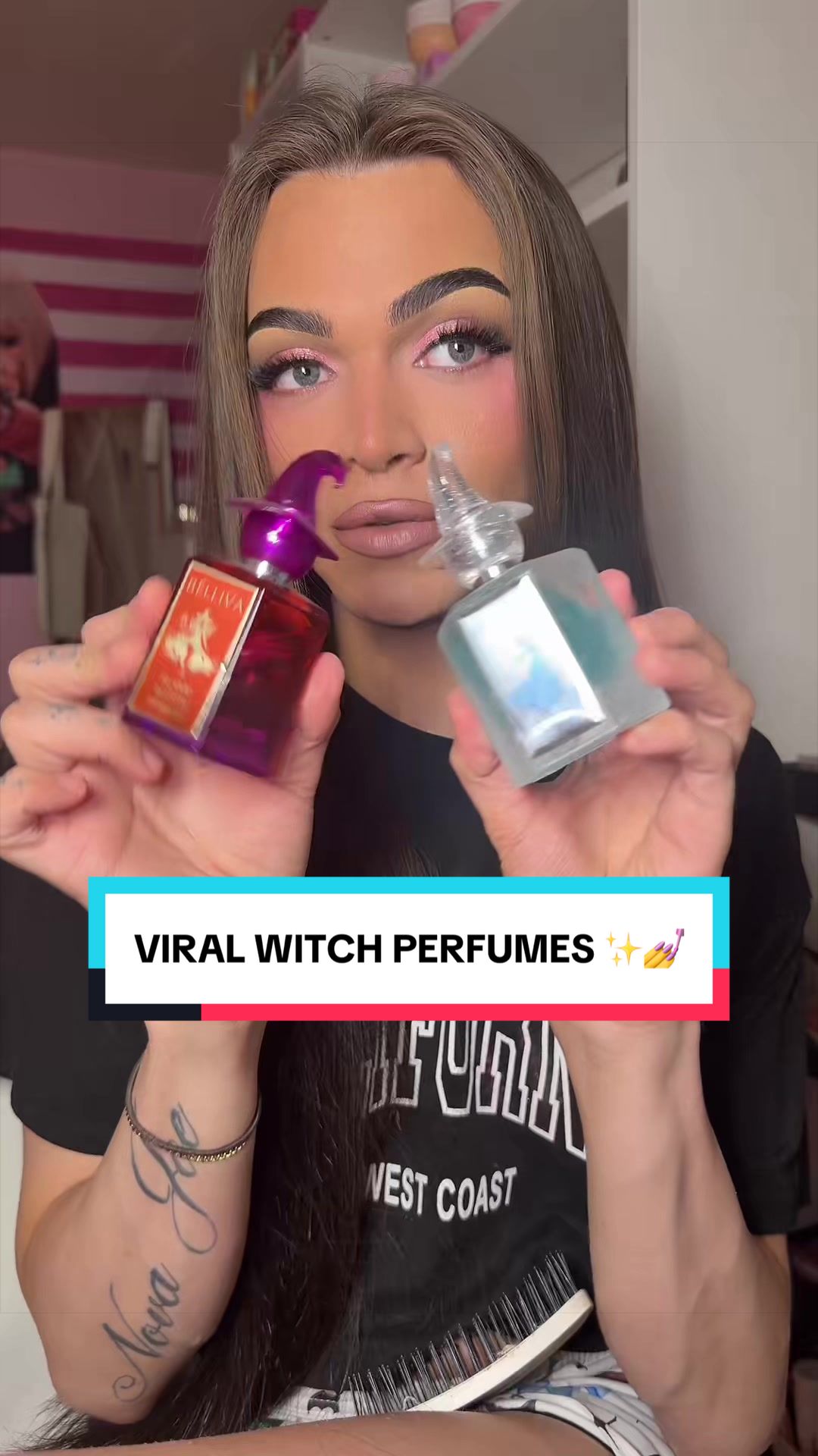 TikTok post by @glambyprez3 for Belliva Beauty. Caption reads: @Belliva Beauty UK these smell amazing 😍💅 [...].
