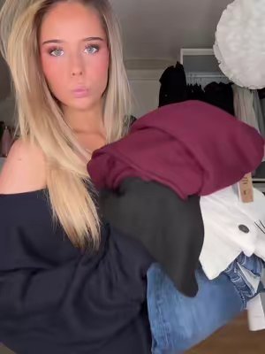 TikTok post by @tyrafriskk for Subdued. Caption reads: New denim from @Subdued🍂☕️ paid partnership ✨.