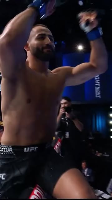 Instagram post by @ufconparamount for UFC. Caption reads: [...] seconds 👀 @L.Chokhelii earns the TKO at....