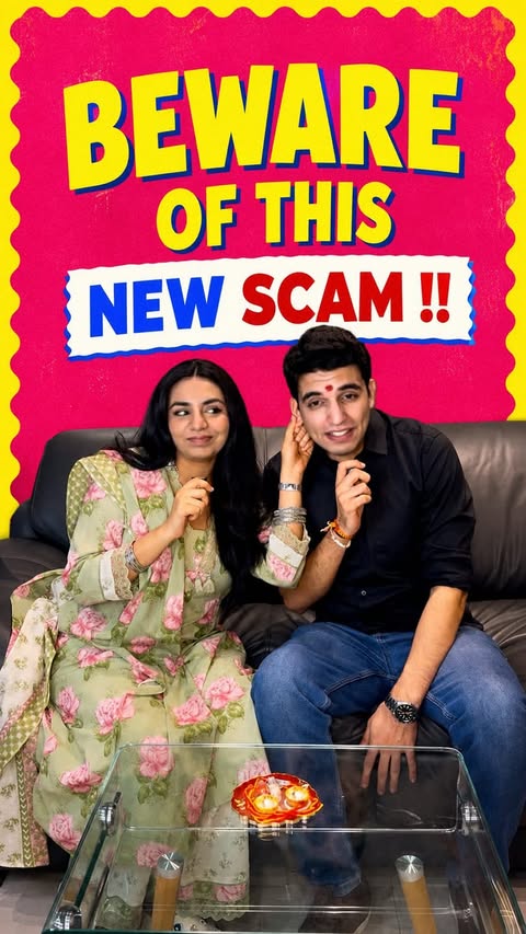 Instagram post by @thehimanichaudhary for Ajio. Caption reads: #collab 🚨Beware of this NEW Scam A new scam is....