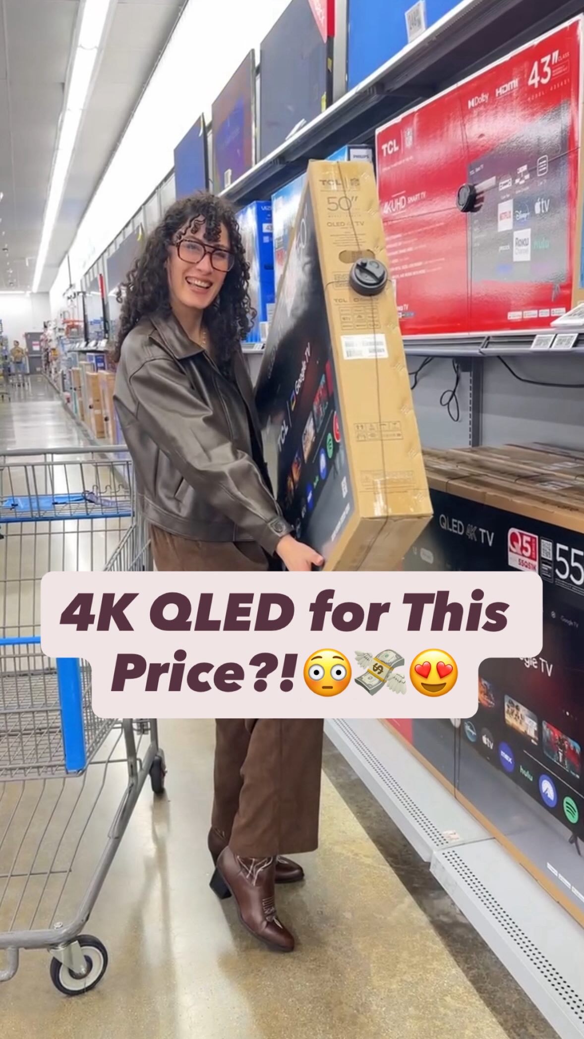 Instagram post by an influencer for TCL USA. Caption reads: Walmart Hunt + Deal Focus Found the best....