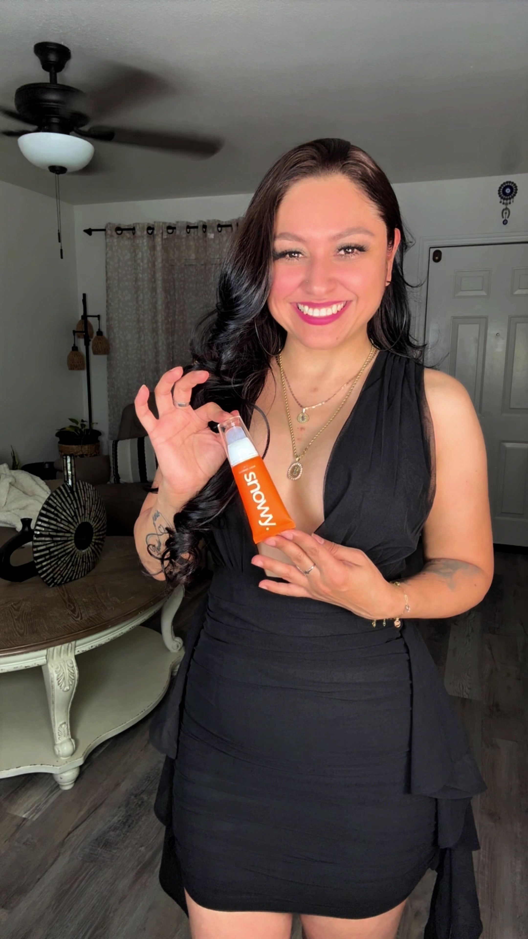 TikTok post by @lachikiss87 for Snowy Care. Caption reads: @Snowy Care #bodyadhesive #snowy....