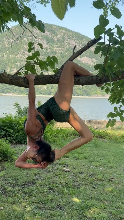 Instagram post by @frog_natureyogi for Alo Moves. Caption reads: Day 7 #alogamestime #pigeonpose Hosts....