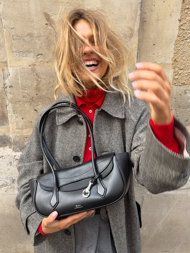 Instagram post by @llolarosalie for Polo Ralph Lauren. Caption reads: [...] polo blaze fall 👜🧥 ​#thepoloblaze....