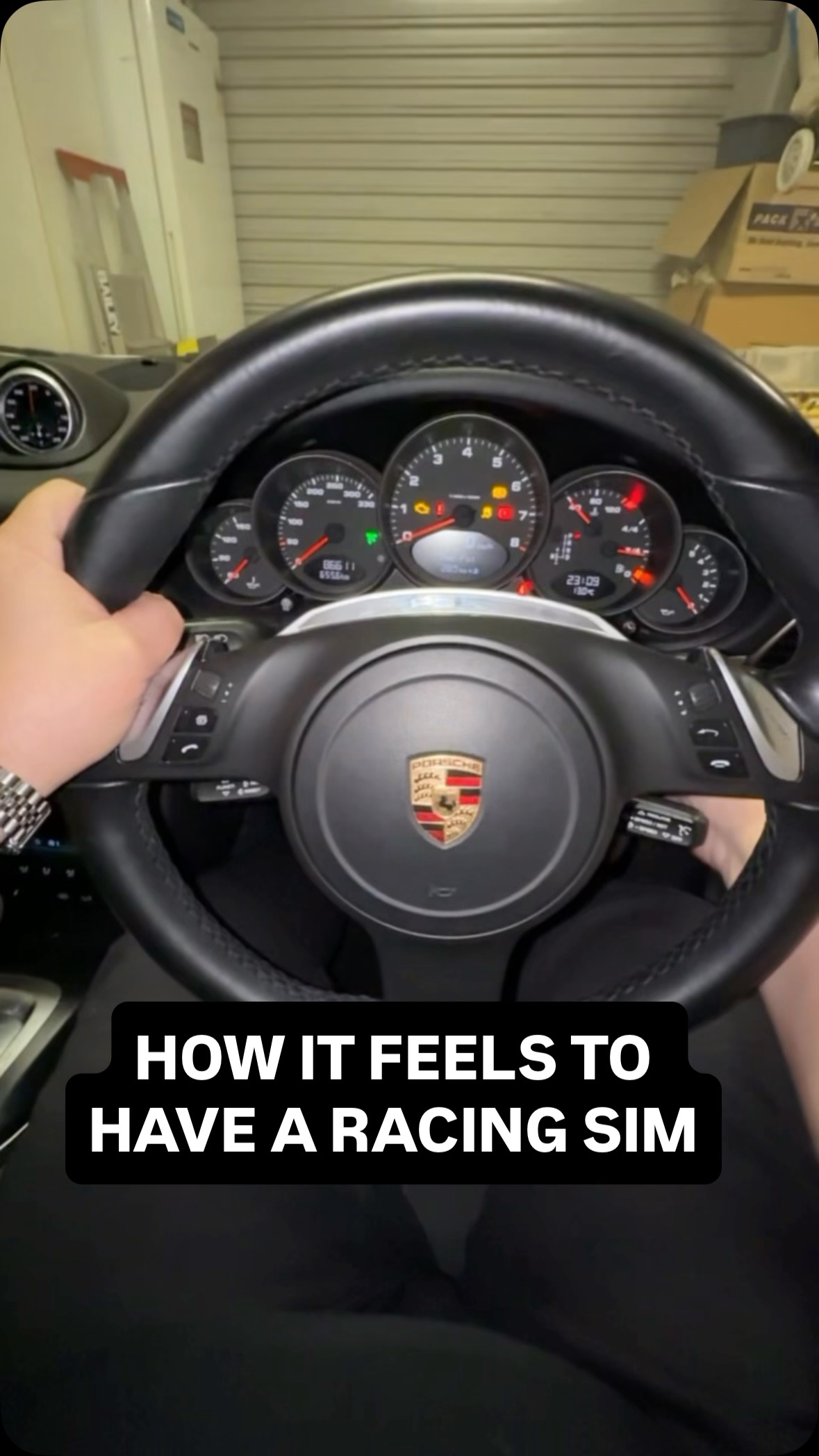 Instagram post by @jackbuzza for MOZA Racing. Caption reads: #GIFTED That one guy with a Racing Simulator |....