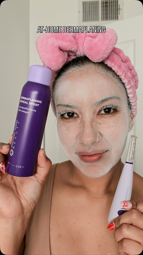 Instagram post by @iamperlita for Michael Todd Beauty. Caption reads: [...] freshly dermaplaned smooth skin ✨....
