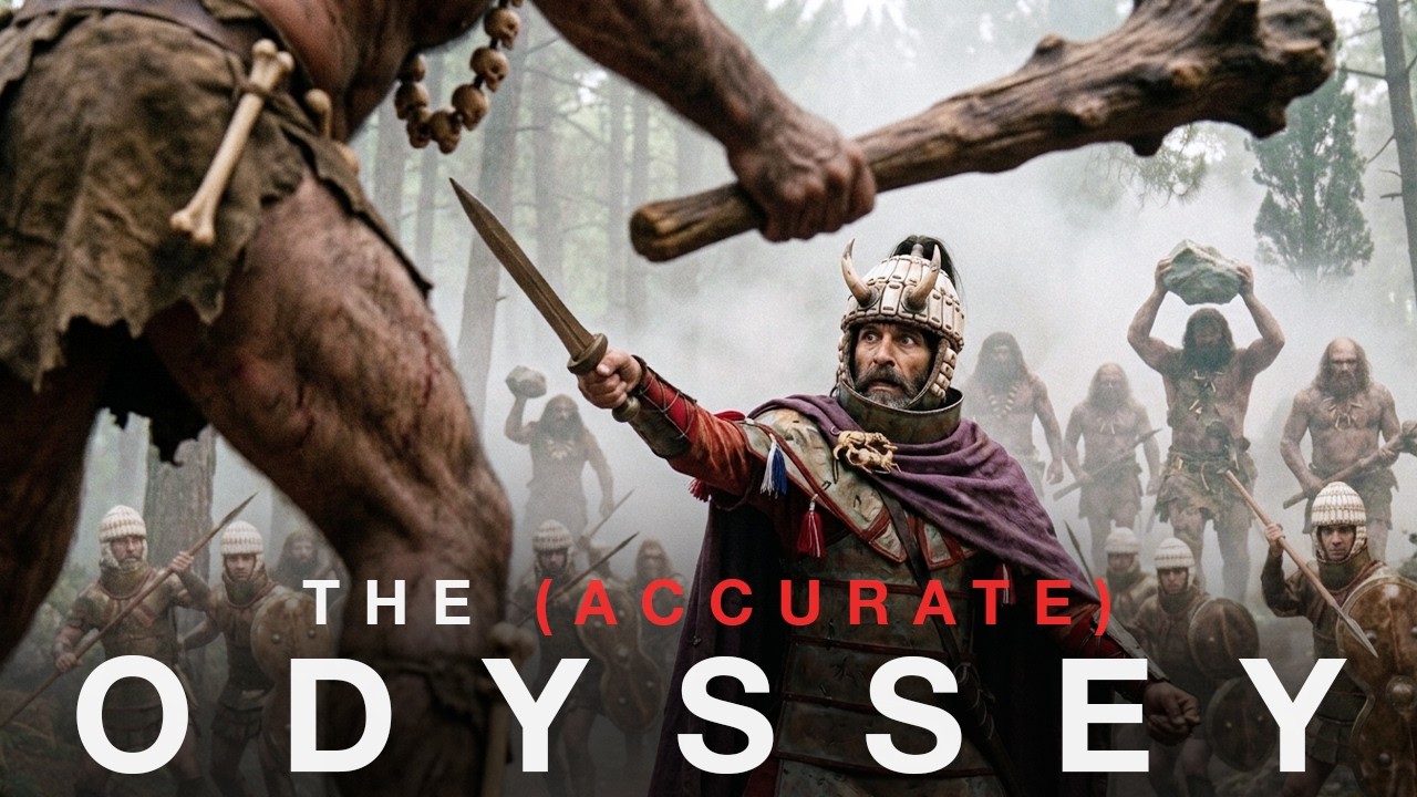 YouTube post by @demonflyingfox for Invideo Creators. Caption reads: The Odyssey (But Accurate) | Trailer 4K.