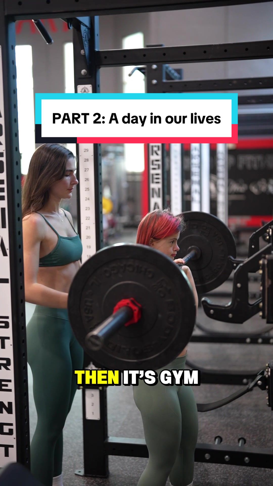 TikTok post by @vallitfit for Printful. Caption reads: PART 2: A day in our lives as fitness content....
