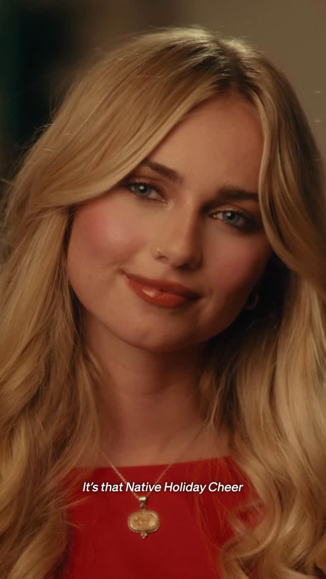 Instagram post by @clairerosinkranz for Native. Caption reads: Mistletoe, Sugar Cookies & a meet-cute 💋 #ad....