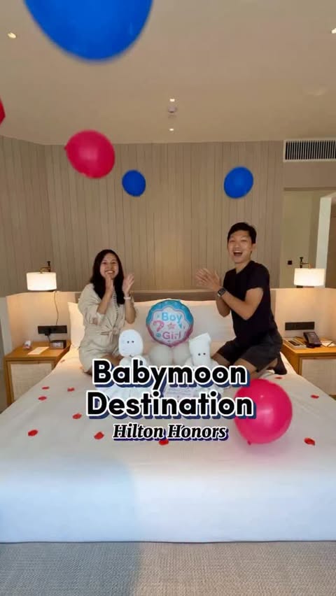 Instagram post by @shrugmyshoulder for Hilton. Caption reads: Checking into @hiltonburaubaylangkawi for our....