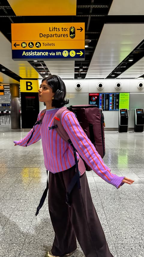 Instagram post by @poseandrepeat for Cotopaxi. Caption reads: [...] (In just a carryon) 👀 backpack is the....