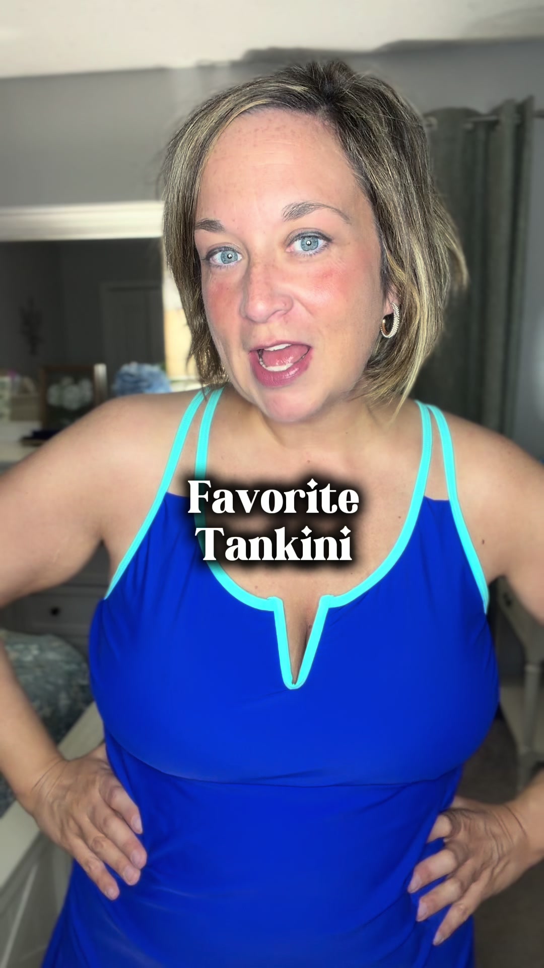 TikTok post by @styleshopsarahc for Tempt Me Swimsuits. Caption reads: [...] #tankiniswimsuit #swimsuit @Tempt Me....