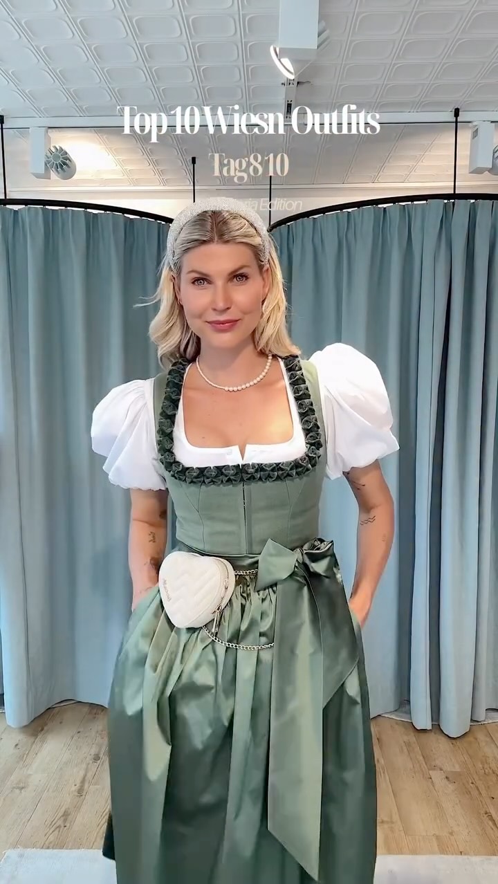 Instagram post by @nalasu for WEAT. Caption reads: Anzeige Day 8 of my Top 10 Wiesn looks! Mini Heart....